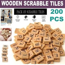 Wooden Alphabet Scrabble Tiles 200Pcs Black Letters Numbers For Arts & Crafts
