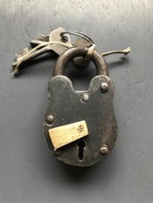 Handmade Traditional old english padlock 2 lever Antique Iron - LARGE
