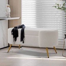 Oval Footstool Gold Iron Legs