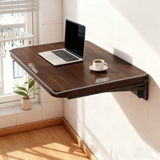 Wall Mounted Table Drop-Leaf Folding Floating Hanging Computer Desk Wood Shelf
