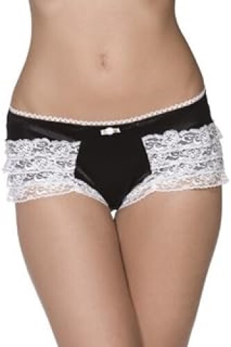 Ladies black white ruffled - black,
