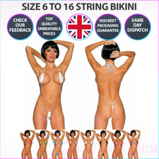 Tiny Micro Bikini Sheer Unlined G String V-string Thong Monokini 6 8 10 12 14 16
