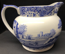 Spode 240 Oz Blue White Italian Dutch Jug Large England Pitcher Rare Porcelain