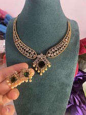 Choker Indian Pakistani Set Jhumka Stud  Tikka Golden Bollywood Jewellery Ethnic