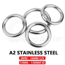 Stainless Steel Round Ring Welded Seamless O-Ring Heavy Duty Solid 15mm-150mm A2