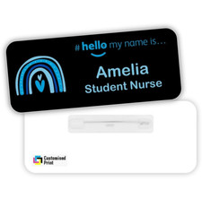 Hello My Name Is Badge Student Nurse Midwife Doctor GP Blue Boho Black Style