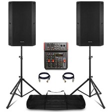 Vonyx VSA15 15" Vocalist PA Speaker System with 6-Channel VM-KG06 Mixer