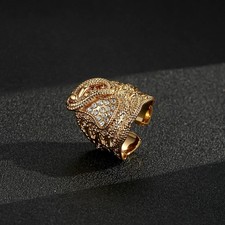 Saddle Ring Gold Filled | Adjustable Size T Statement Design with Stones| Unisex