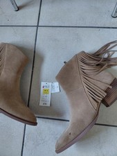 M&S Insolia sand suede fringed