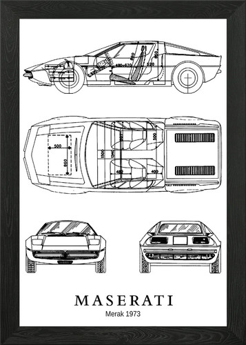 Bnw maserati merak 1973 framed - maserati,