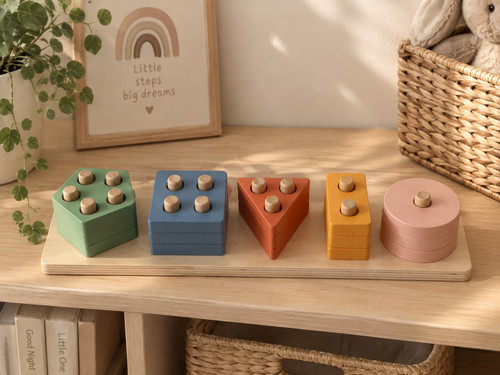 Wooden shape stacking toy - shape,