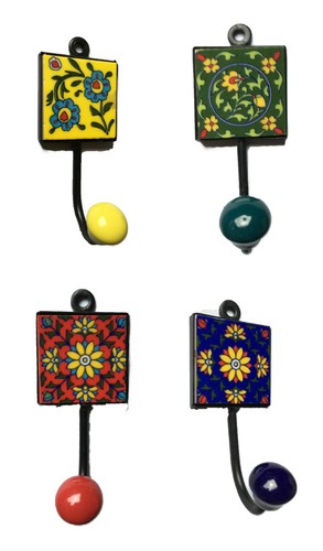 Ceramic tile coat hook - tile,