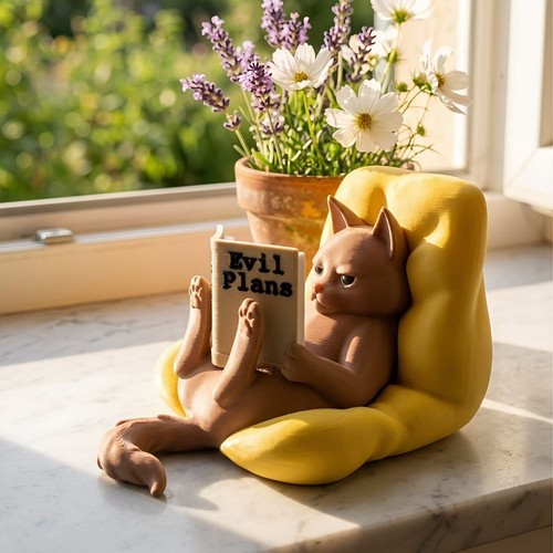 Funny cat statue printed - cat,