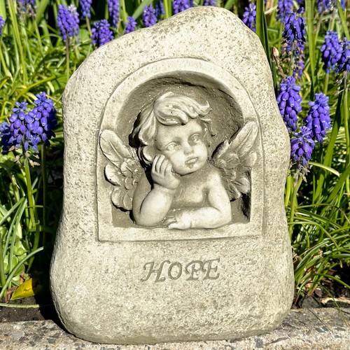 Stone cherub hope statue - stone, of