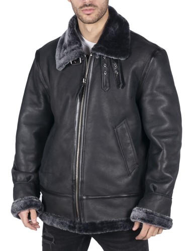 Men sheepskin black grey b3 - men's,