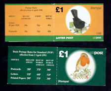 2 complete Birds stamp booklets MNH - Blackbird and Robin.
