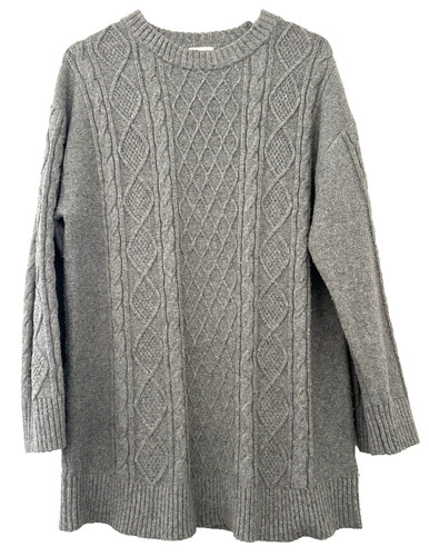 Grey cable knit wool mix - ,