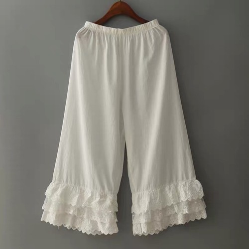 Lady cotton straight wide legs - wide,