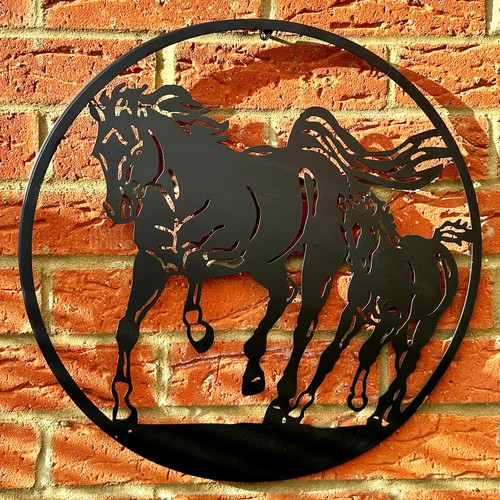 Galloping horses garden wall - garden,