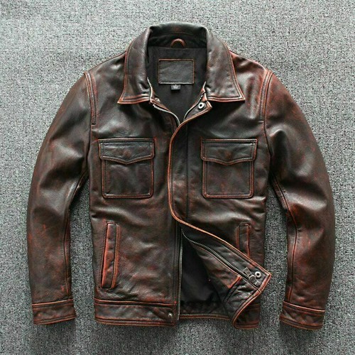 Men real leather jacket - men's,