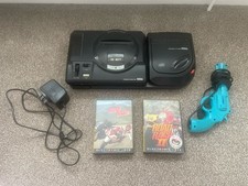 Sega Mega Drive Mega CD Bundle, The Justifier Gun, Road Rash 1 And 2,rare Poster