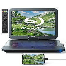 Portable 17.6" Blu-Ray DVD Player W/15.4" Screen 1080P Video Free Region Memory