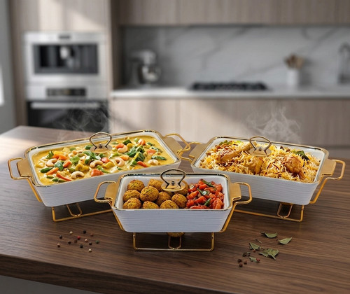 3pcs ceramic chafing dish - ceramic,