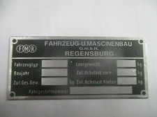 Nameplate ID plate plate FMR Messerschmitt check KR cabin scooter plate 63 s66