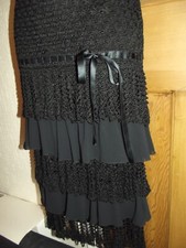 charleston ❤️ KAREN MILLEN Size 3 10 12 Black Crochet Gatsby Flapper Party Dress