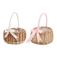 Wedding Basket Ring Pillow Flower Storage Basket Girls Basket with Satin Ribbons
