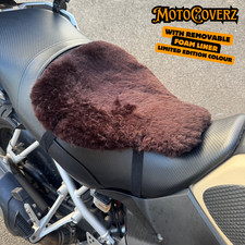 Universal Sheepskin Motorcycle Seat Cover Foam Lined Seats Protector Brown