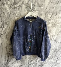 Vintage Adidas Take Off 1990s Navy 1/4 Zip Graphic Sweatshirt Size XL Mens Rare