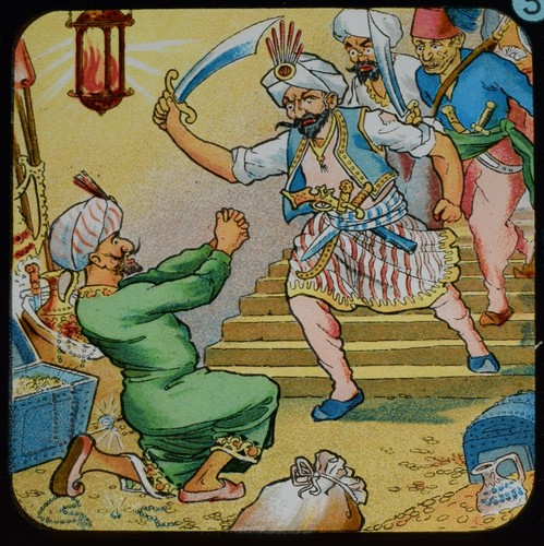Magic lantern slide ali - slide, baba
