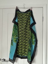 VERSACE for H&M crocodiles palms 100% silk square scarf  navy green turquoise