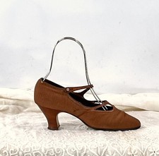 Vintage 20s Heels Brown Fabric