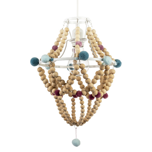 Wooden beaded chandelier style - wooden,