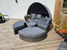 Rattan Outdoor Garden Grey Day bed Round Lounge Sofa Canopy Patio Furniture