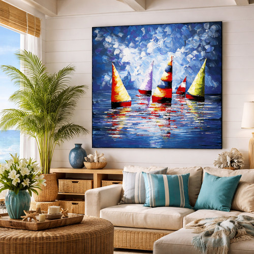 Colorful sails sea painting - sails,