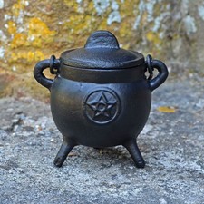 Small Cast Iron Cauldron Pentagram Wiccan Supplies Witchcraft Altar Pagan Gift