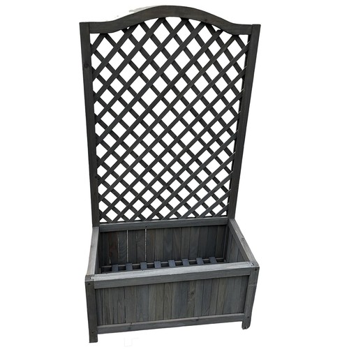 Grey wooden planter lattice - grey,