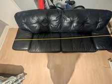Black leather three - leather, seater