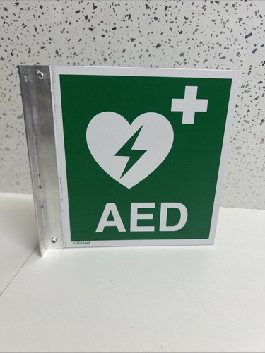 Aed defibrillator sign metal - aed,