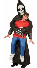 Adult Inflatable Grim Reaper Fancy Dress Costume Mens Halloween Skeleton Costume