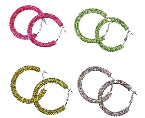 Crystal hoop earrings tube - earrings,