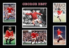 GEORGE BEST Signed A4 PHOTO Montage Signature Print MANCHESTER UNITED Gift