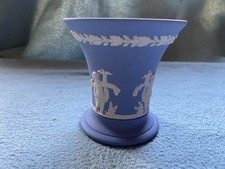 Wedgwood Blue Jasperware Small Vase 8.5cm Tall 8.5cm Diameter