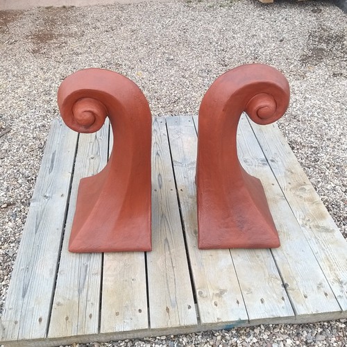 Pair terracotta red swan - pair,