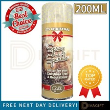 GOLD GLITTER SPRAY PAINT CHRISTMAS XMAS TREES ARTS CRAFT METALLIC EFFECT 200ML