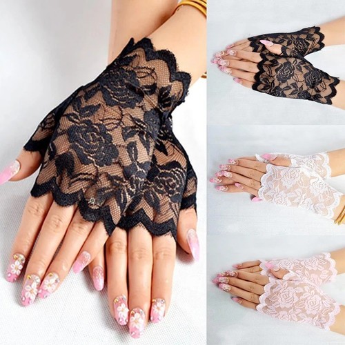 Women lace fingerless gloves - lace,