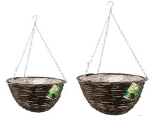 Rattan 14"/35cm-16"/40cm Natural Wicker Hanging Basket Round Cone Plastic Lined